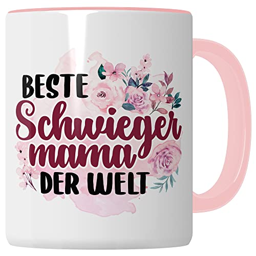 Schwiegermutter Tasse beste Schwiegermama Kaffeebecher lustig Kaffee-Becher mit Spruch lustig Geschenk Schwiegereltern Geschenkidee Hochzeit Geburtstag Humor Mutter von Ehemann (Weiß/Pink) von Pagma Druck