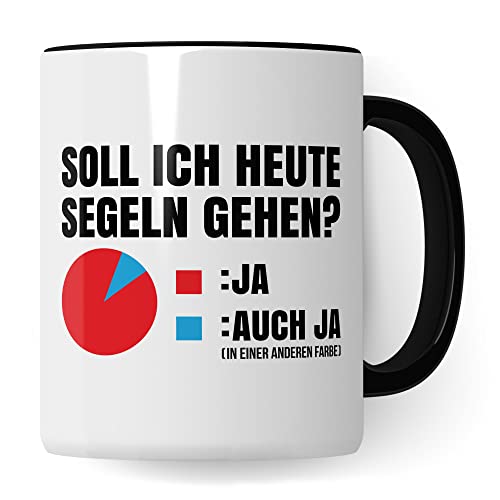 Segel Tasse Geschenkidee Segelboot Kaffeetasse Humor Witz Geschenk für Kapitän Kaffeebecher Segler Becher (Weiß & Schwarz) von Pagma Druck