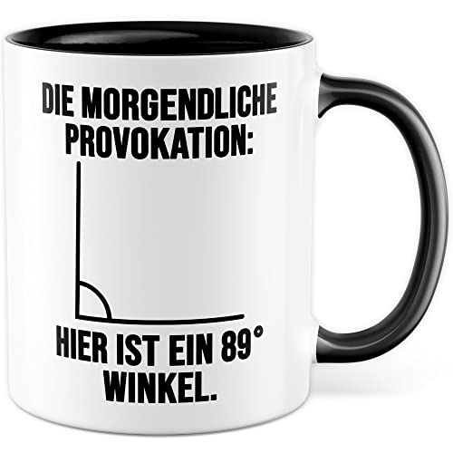 Tasse Mathematiker Geschenk, Die morgendliche Provokation: Hier ist ein 89 Grad Winkel Geschenkidee Kaffeetasse mit Spruch lustig Kaffee-Becher Mathematik Teetasse Flachwitz Ingenieur (Weiß/Schwarz) von Pagma Druck