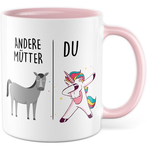 Tasse Mutter Geschenk Andere Mütter - Du, Kaffeetasse Mama Geschenk für Frauen Schwangerschaft Baby, Geschenkidee Freundin Frau Kind Geburtstag Muttertag Weihnachten Kaffee-Becher (Weiß/Rosa) von Pagma Druck