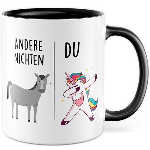 Tasse Nichte Geschenk Andere Nichten - Du, Kaffeetasse Nichte Geschenk für Frauen Kind, Geschenkidee Frau Tante Geburtstag Weihnachten Familie Patentante Kaffee-Becher (Weiß/Schwarz) von Pagma Druck