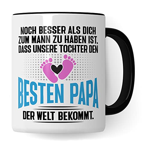 Tasse Papa 2024 Geschenk - werdender Papa Schwangerschaft Ehemann werdender Vater 2024 Kaffee-Becher (Weiß/Schwarz) von Pagma Druck