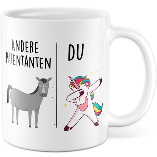 Tasse Patentante Geschenk Andere Patentanten - Du, Kaffeetasse Tante Geschenk für Frauen Taufe Kommunion, Geschenkidee Frau Geburtstag Weihnachten Nichte Neffe Familie Kaffee-Becher (Weiß) von Pagma Druck