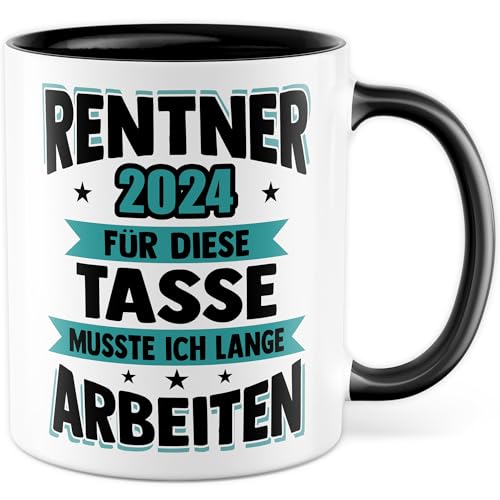 Tasse Rentner Geschenk Mann lustig - Rente 2024 Kollege Abschiedsgeschenk - Renteneintritt Abschied Ruhestand Geschenke für Männer Kaffee-Becher (Türkis) von Pagma Druck