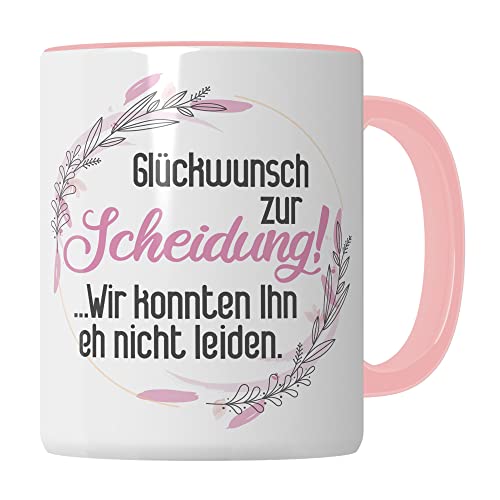 Tasse Scheidung, Glückwunsch zur Scheidung, Spruch Scheidungsparty Frau Scheidung Geschenke Frauen Trennung Kaffeetasse (Weiß/Pink) von Pagma Druck