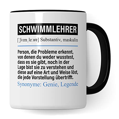 Tasse Schwimmlehrer lustig, Schwimmlehrer Geschenk Beruf, Spruch Kaffeebecher Schwimm-Lehrer Geschenkidee, Beruf Kaffee-Tasse Teetasse Becher von Pagma Druck