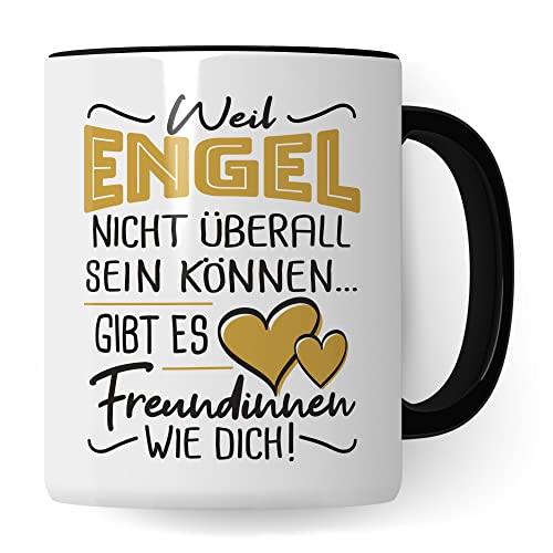 Tasse beste-Freundin, Weil Engel nicht überall sein können... Gibt es Freundinnen wie dich! Spruch, schönes Design süßer Spruch Motiv Geburtstags-Geschenk Freundin Geschenkidee Kaffetasse (Schwarz) von Pagma Druck