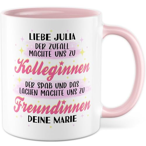 Tasse personalisiert Geschenk Liebe Julia (custom) – Der Zufall machte uns zu Kolleginnen – Kaffeetasse 330ml aus Keramik – Kollegin Freundschaft Büro Teamarbeit von Pagma Druck