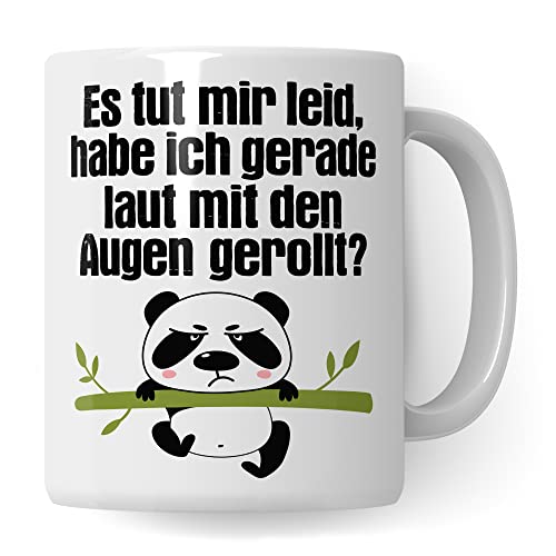 Tasse witzig Lustig Kaffeetasse Tasse fürs Büro Panda Tasse Augen rollen Spruch Kaffee-Becher Tassen Sprüche Witz Cool Kollegin Geschenk Geschenkidee (Weiß/Weiß) von Pagma Druck