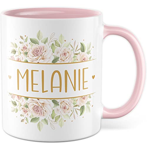 Wunschname Tasse Name Geschenkidee Personalisierbar Kaffeetasse Custom Geschenk für Kollegen Kollegin Kaffeebecher Büro Becher (Weiß & Pink) von Pagma Druck