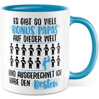 Bonus Papa Tasse Vatertag Geschenkidee Schwiegervater Kaffeetasse Stiefvater Geschenk Kaffee-Becher Vater Geburtstag Weihnachten Adoption von PagmaDruck