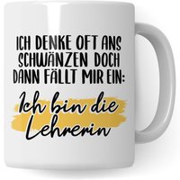 Lehrerin Tasse Mit Spruch Lustig - Ich Denke Oft An Schwänzen Geschenkidee Witz Beruf Geschenk Kollegen Schule Kaffee-Becher von PagmaDruck