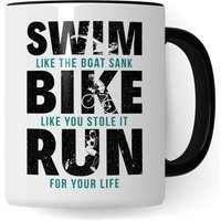 Triathlon Tasse Geschenkidee Swim Bike Run Kaffeetasse Humor Witz Geschenk Für Triathleten Kaffeebecher Sportler Becher von PagmaDruck