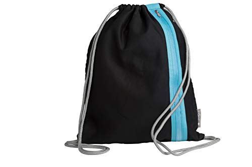 PAGNA Turnbeutel 46x36cm Go schwarz Zipper azurblau von Pagna