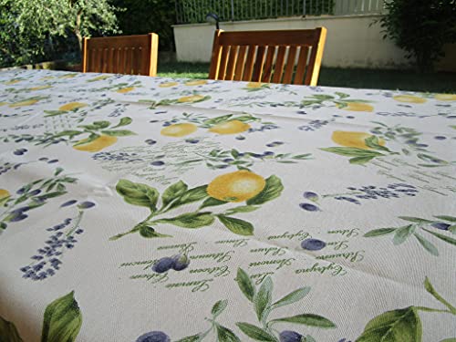 Pago Poco Rechteckige Tischdecke, Maße: 140 x 360 cm. 100% Baumwolle, Motiv: Zitronen .Made IN Italia!!!! von Pago Poco