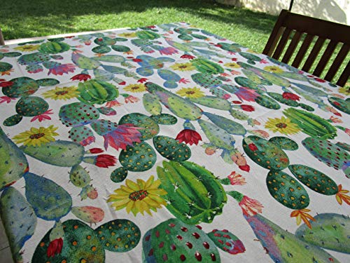 Pago Poco Rechteckige Tischdecke, Motiv Cactus, alle Größen, 100 % Baumwolle, hergestellt in Italien, 140 x 300 cm von Pago Poco