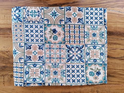 Pago Poco Tischdecke, rund, Motiv Maiolica, Farbe: Hellblau, 100 % Baumwolle, hergestellt in Italien von Pago Poco