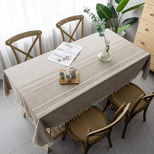 Pahajim Tischdecke Rechteckige Tischdecke Baumwolle Leinen Quaste Tischdecke tischdecke abwaschbar für Speisetisch Picknick-Party Tischdecke(Asymmetrie - Kaffee, Rechteckig/Oval, 140 x 200 cm) von Pahajim