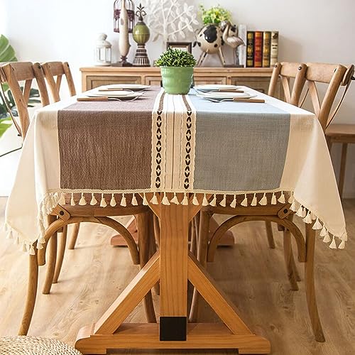 Pahajim Tischdecke Abwaschbar Baumwolle Leinen Tischdecken Wasserdicht Quaste Tischtuch Moderne Einfache Streifen für Home Küche Speisetisch Dekoration(Blau Kaffee, 140 x 300 cm) Pahajim Tischdecke Abwaschbar Baumwolle Leinen Tischdecken Wasserdicht Quaste Tischtuch Moderne Einfache Streifen für Home Küche Speisetisch Dekoration(Blau Kaffee, 140 x 300 cm) von Pahajim