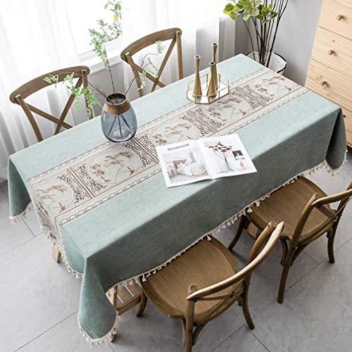 Pahajim Tischdecke Abwaschbar Baumwolle Leinen Tischdecke mit Quaste Boho Tischdecke Einfaches Streifen Küchentischdecke für Outdoor-Garten, Couchtisch Esstisch Dekoration von Pahajim
