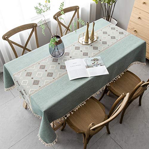Pahajim Tischdecke Abwaschbar Baumwolle Leinen Mit Quaste - Boho Einfaches Streifen Design für Outdoor-Garten, Couchtisch Esstisch Dekoration von Pahajim