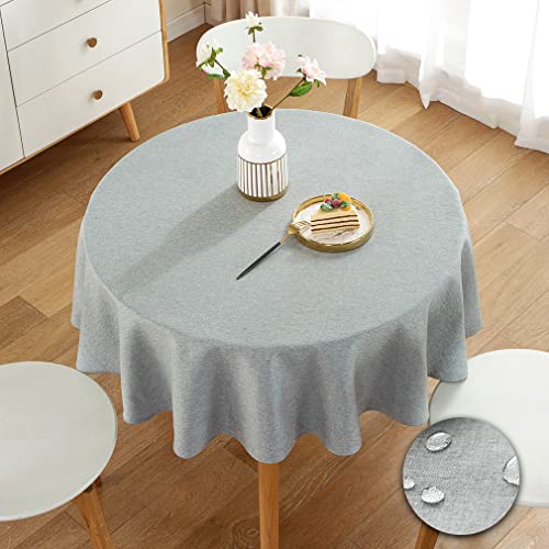 Pahajim Tischdecke Abwaschbar Rund Tischdecke Baumwolle Leinen Einfacher Stil Tischdecke Outdoor Wetterfest Tischdecke Boho für Wohnzimmer, Biertisch, Garten(Grau, 135 x 135 cm) von Pahajim