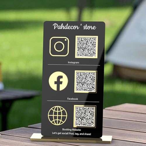 Personalisierbares 3D-Dreifach-Symbol für Business QR-Code, personalisiertes Instagram Facebook Web Social Media Logo Schönheitssalon-Symbol Friseure Kosmetikerin Schild Scannen um Venmo Paypal Cash von Pahdecor