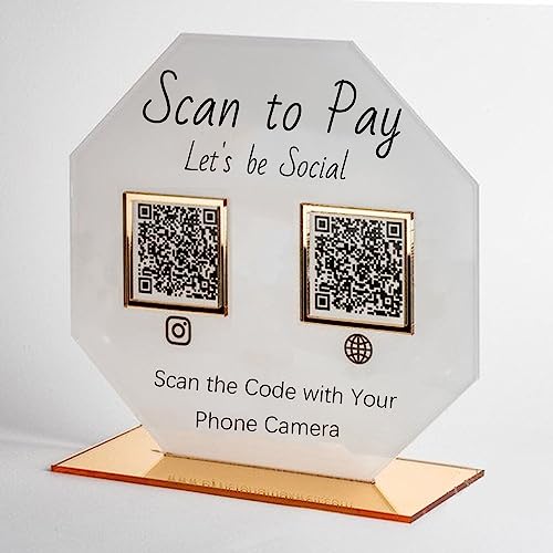 Benutzerdefinierte Multi QR Code Zeichen Business Social Media Schilder Personalisierte Instagram Facebook Venmo Cashapp Logo Plakette Acryl Scan zu zahlen Zahlung Display Schild Salon Schönheit von Pahdecor