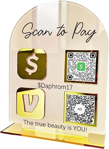 Benutzerdefinierte Multi Social Media Zeichen Personalisiert QR Code Schild für Business Acryl Scan to Pay Zahlung Display Halter Instagram Facebook Venmo Cashapp Zelle Logo Plakette Ständer von Pahdecor