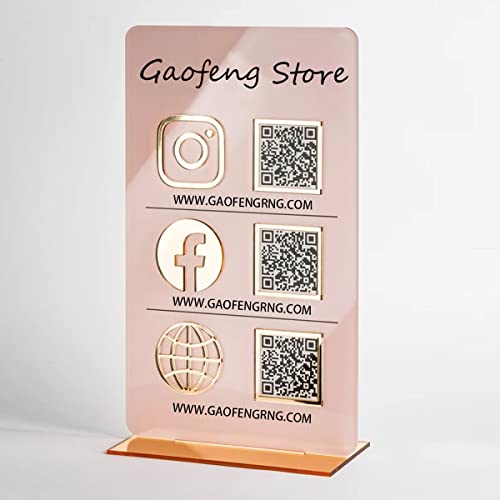 Benutzerdefiniertes Multi-Business-QR-Code-Schild zum Bezahlen mit Ständer Venmo Instagram Facebook personalisierte Social Media Schilder Acryl Beauty Store Friseure Kosmetiker Plakette(mehrfarbig) von Pahdecor