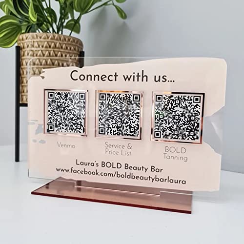 Pahdecor Benutzerdefiniertes Multi-QR-Code-Schild Scan to Pay Schild Venmo Instagram Facebook Schild PayPal CashApp Zahlungsschild kleines Pop Up Shop Review Plaque Company Website (transparent) von Pahdecor