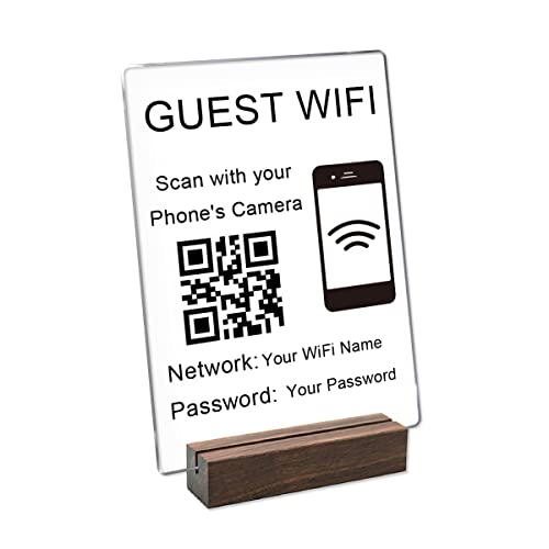 Pahdecor Individuelles WLAN-Passwortschild für Zuhause mit Ständer, personalisiertes QR-Code, Acryl-Schilder für Gäste, Hotel, Restaurant, Bürodekoration (transparent) von Pahdecor