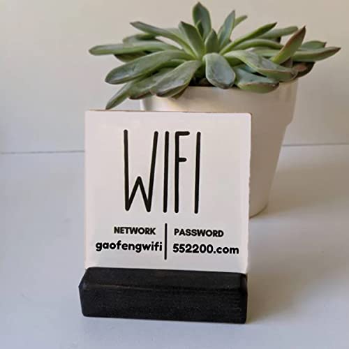 Pahdecor Wifi Passwortschild für Zuhause, personalisiertes WLAN-Netzwerkschild für Gäste, individuelles Mini-WLAN-Schild für Airbnb, Ferienwohnung, WLAN-Scan-QR-Code mit Basis (weiß) von Pahdecor