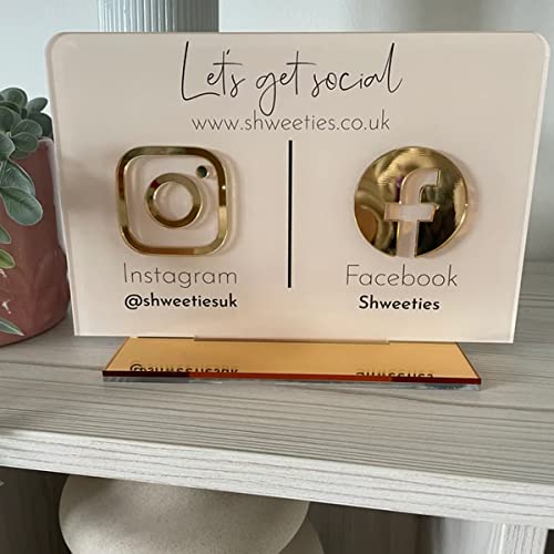 Personalisiertes Multi-Business-QR-Code-Schild Scannen zum Bezahlen mit Ständer benutzerdefinierte Social Media-App-Schilder Acryl Salon Friseure Kosmetikerin Plakette für Restaurant Geschäft (Gold) von Pahdecor