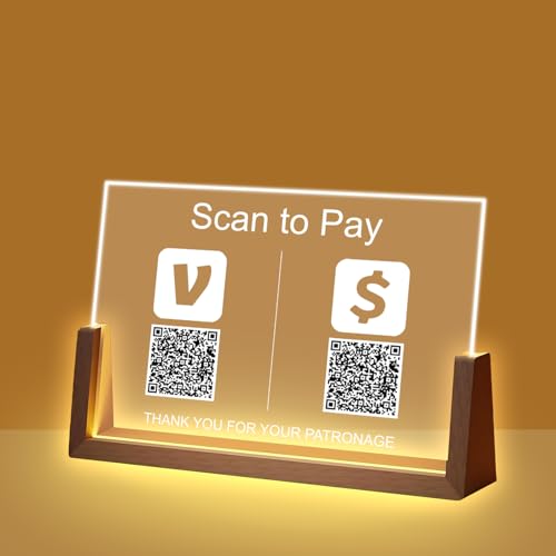 Personalisiertes QR-Code-Schild aus Acryl, personalisiertes QR-Plakette zum Scannen zum Bezahlen, Social Media & WiFi Sharing und Business mit optionalem U-förmigem Holzsockel für Restaurants, Bars Personalisiertes QR-Code-Schild aus Acryl, personalisiertes QR-Plakette zum Scannen zum Bezahlen, Social Media & WiFi Sharing und Business mit optionalem U-förmigem Holzsockel für Restaurants, Bars von Pahdecor
