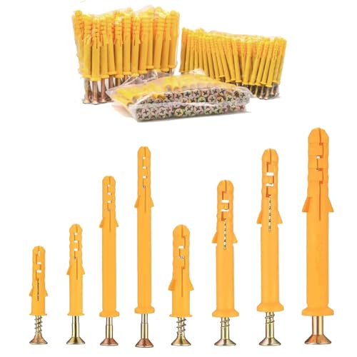 200-teiliges Dübel- und Schrauben-Set, 8 Größen von M6/M8/M10 Hohlwandanker-Schrauben und Dübel-Set für Ziegel, Beton, Mauerwerk, 100 selbstschneidende Schrauben und 100 Expansionsrohr-Ankerbolzen 200-teiliges Dübel- und Schrauben-Set, 8 Größen von M6/M8/M10 Hohlwandanker-Schrauben und Dübel-Set für Ziegel, Beton, Mauerwerk, 100 selbstschneidende Schrauben und 100 Expansionsrohr-Ankerbolzen von Paicreate