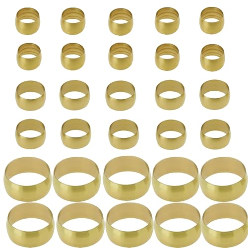 30 Stück Messing-Kompressionsverschraubungen (8 mm, 10 mm, 16 mm Innendurchmesser), Kompressionstyp, Messingmaterial, Rohrverschraubungen von Paicreate