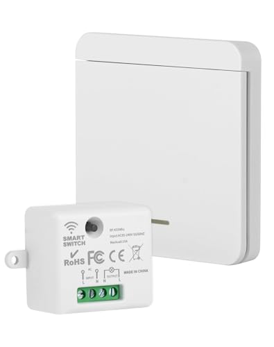 Lichtschalter, kabellos, mit Sender und Empfänger-Controller, 10 A, 240 V, Wechsel- und Wechselschalter, Reichweite 50 m, für Beleuchtung und Lüfter im Innen- und Außenbereich Lichtschalter, kabellos, mit Sender und Empfänger-Controller, 10 A, 240 V, Wechsel- und Wechselschalter, Reichweite 50 m, für Beleuchtung und Lüfter im Innen- und Außenbereich von Paicreate