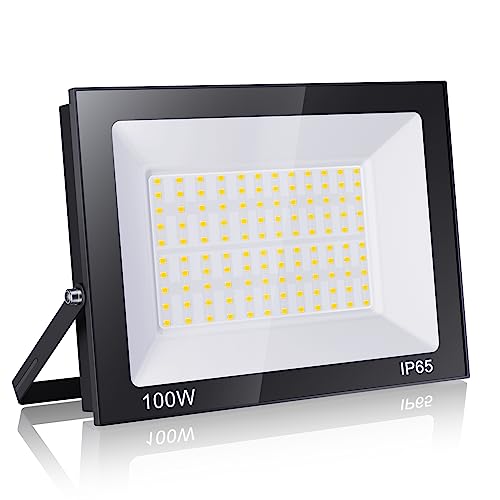 Paideste 100W LED Strahler Außen, Superhell 10000LM LED Fluter, 6000K Kaltweiß LED Scheiwerfer, IP65 Wasserfest Aussenstrahler, Außenstrahler für Hinterhof, Auffahrt, Türen, Garage, Flur, Garten von Paideste