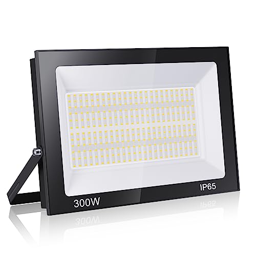 Paideste 300W LED Strahler Außen, Superhell 30000LM LED Fluter, 6000K Kaltweiß LED Scheiwerfer, IP65 Wasserfest Aussenstrahler, Außenstrahler für Hinterhof, Auffahrt, Türen, Garage, Flur, Garten von Paideste