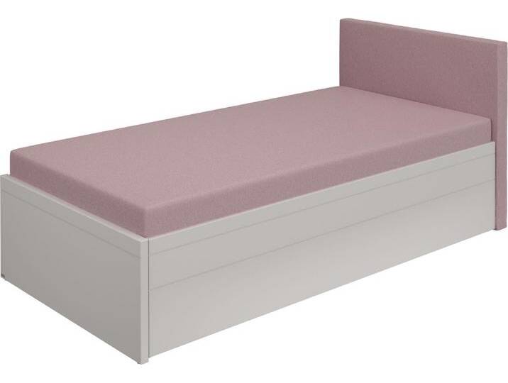 Jugendbett PAIDI FLYNN , kieselgrau, dunkelrosa, B:106cm H:92cm L:211cm, Betten, Ausziehbett mit Liegefläche auf einer Höhe, in weiß und grau von Paidi