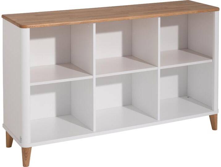 Kinderregal PAIDI LOTTE & FYNN Steiff by PAIDI, 6 offene Fächer , weiß (kreideweiß, eiche massiv), B:142,4cm H:89,7cm T:40,5cm, Massivholz, Spanplatte, Regale, Weiß mit Eiche Massivholz, Sideboard 142 cm Breite, langlebiges Regal von Paidi