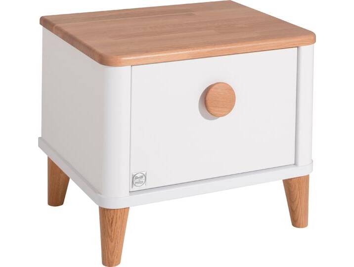 Nachtkommode PAIDI LOTTE & FYNN Steiff by PAIDI, Schublade mit Soft-Close , weiß (weiß, eiche), B:49,6cm H:42cm T:40,5cm, Sideboards, Nachtkonsole Nachtschrank, langlebiger Nachttisch in Weiß mit Eiche Massivholz von Paidi
