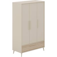 PAIDI Drehtürenschrank "EEFJE in Beige, 3 Türen und 1 Schublade mit Soft-Close" (B/H/T ca. 124x204x57cm) maximaler Stauraum, inkl. Kleiderstangen und Einlegeböden, Kleiderschrank aus Holz von Paidi