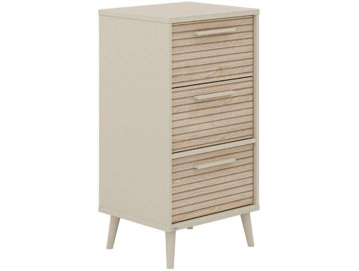 PAIDI Highboard EEFJE, Regal in modernem Design, Cashmere-Beige mit Groovy-Oak (B/H/T ca. 48x93x41cm), Schubladen in unterschiedlichem Design wählbar von Paidi