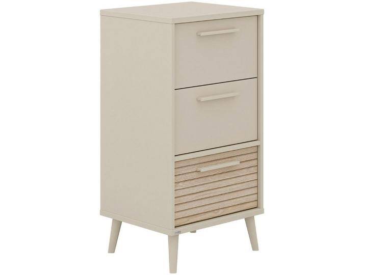 PAIDI Highboard EEFJE, Regal in modernem Design, Cashmere-Beige mit Groovy-Oak (B/H/T ca. 48x93x41cm), Schubladen in unterschiedlichem Design wählbar von Paidi
