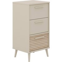 PAIDI Highboard "EEFJE, Regal in modernem Design, Cashmere-Beige mit Groovy-Oak", (B/H/T ca. 48x93x41cm), Schubladen in unterschiedlichem Design wählbar von Paidi