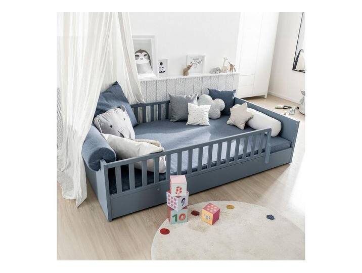 PAIDI Kinderbett LITTLE FLO, vom Baby bis zum Teeni, in mehreren Farben und Breiten (Breite/Länge: 90x200cm + 120X200cm +140x200cm), umbaubar zum Kinder- oder Jugendbett, Bodenbett auch als Sofa nutzbar von Paidi