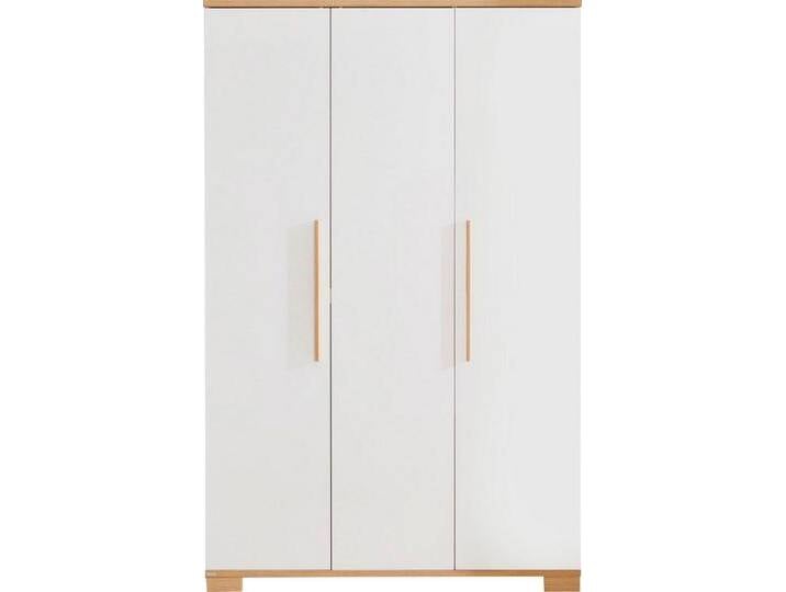 PAIDI Kleiderschrank YOLANDA in Weiß mit Eiche-Dekor, 3 Türen mit Soft-Close inkl. Kleiderstangen und Einlegeböden, Massivholz-Griffe, weiß von Paidi