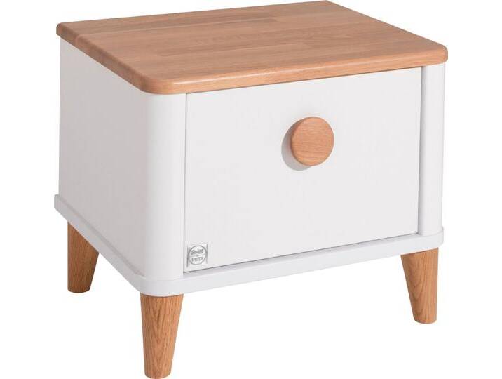 PAIDI Nachtkommode LOTTE & FYNN Steiff by , Schublade mit Soft-Close, langlebiger Nachttisch in Weiß mit Eiche Massivholz, weiß von Paidi